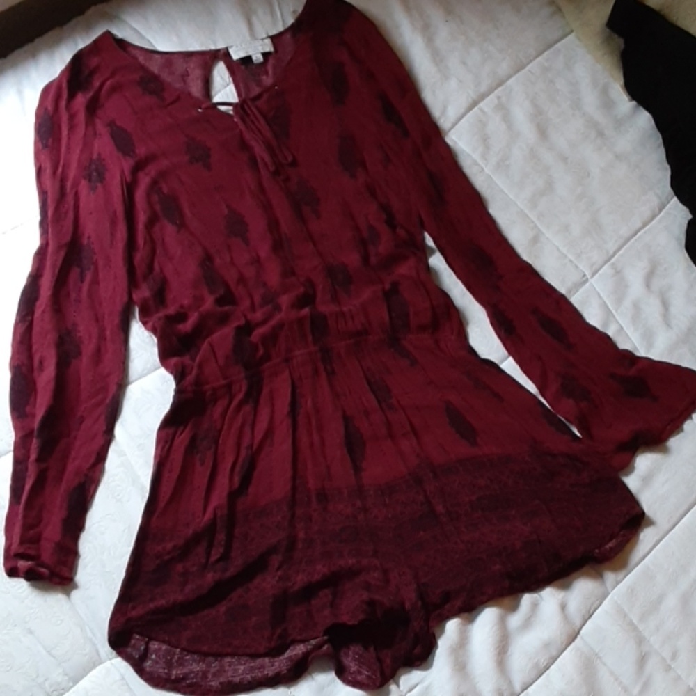 Burgundy and Black Romper